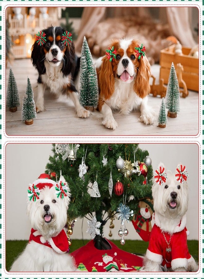 مجموعة SilTriangle من 50 قطعة من ربطات شعر الكلاب لعيد الميلاد مع أربطة مطاطية، إكسسوارات شعر الحيوانات الأليفة لعيد الميلاد، ربطات شعر لتزيين الجراء والقطط الصغيرة (أنماط متنوعة) - Image 3